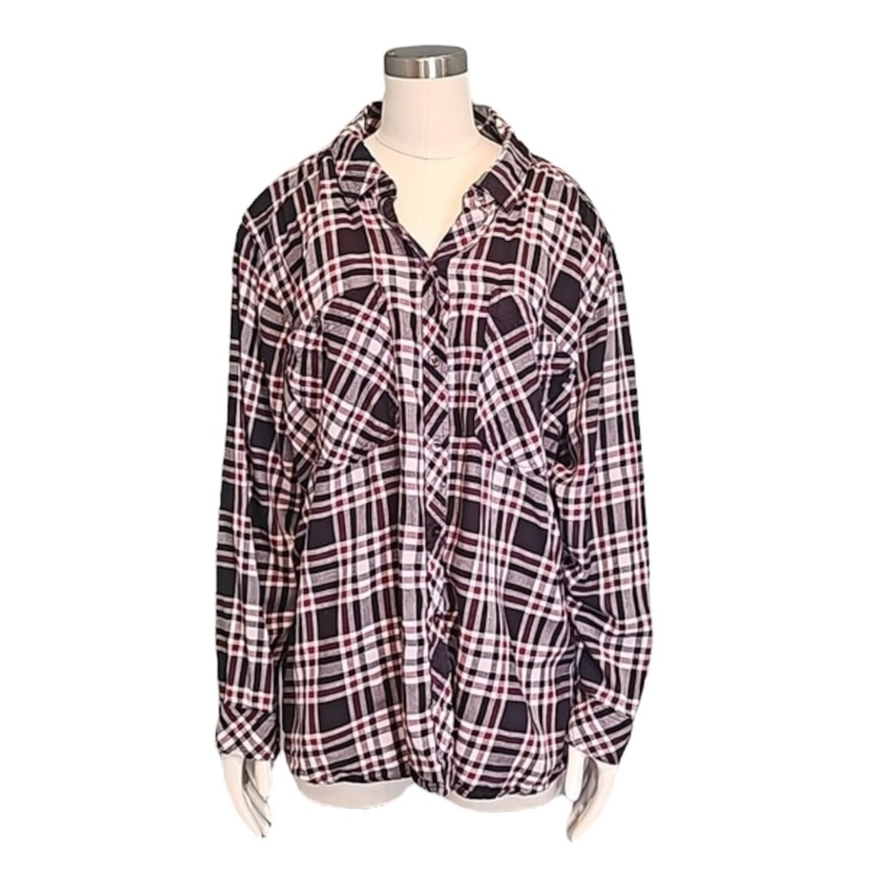 🍄 Joe Fresh long Sleeve button down plaid shirt, size 3X